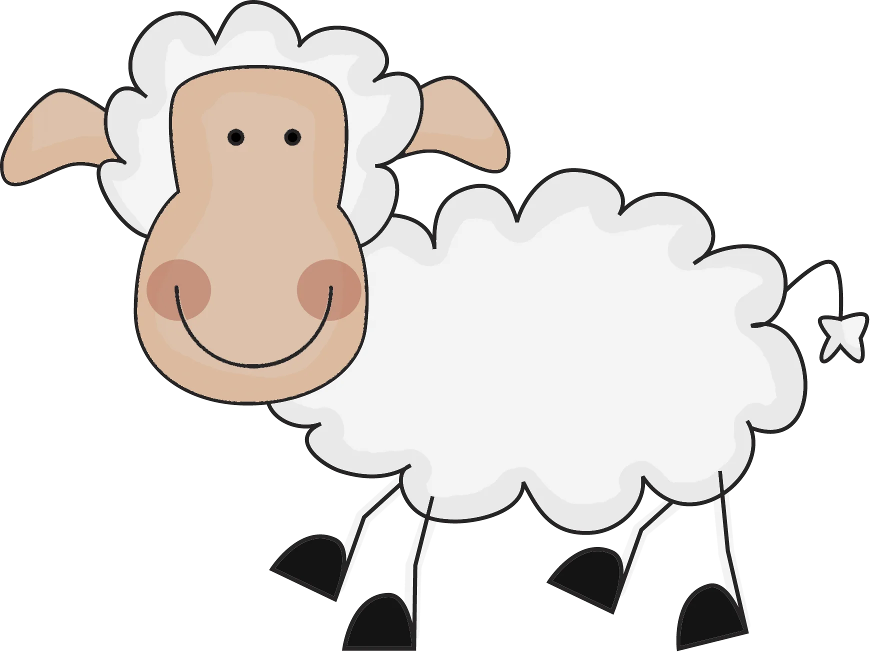 Whimsical Fluffy Cartoon Sheep Clipart with Adorable Minimalist Design