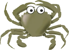 Whimsical Olive Green Cartoon Crab Clipart with Googly Eyes