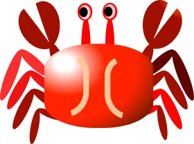 Whimsical Red Cartoon Crab Clipart with Playful Design and Stylized Features