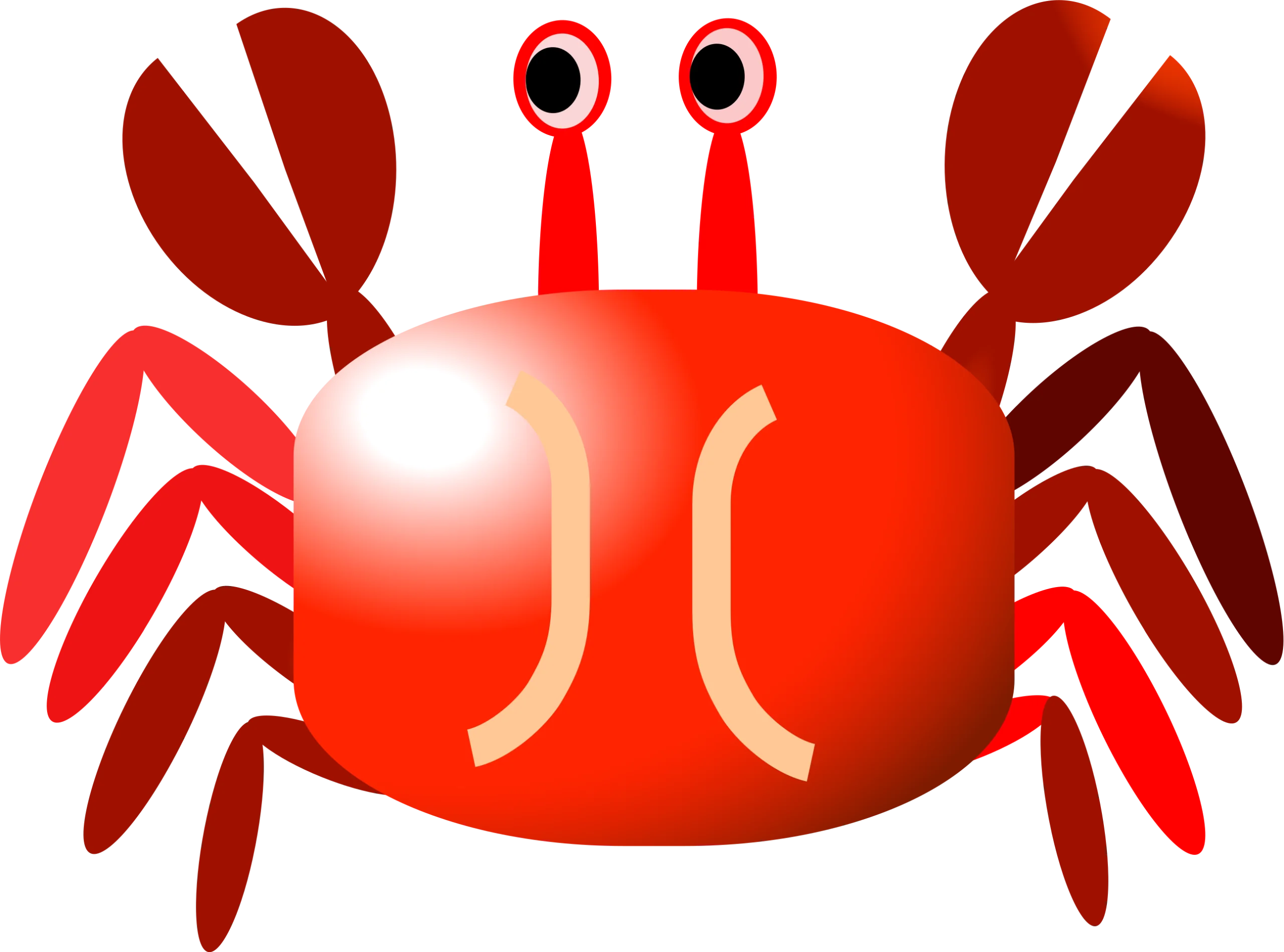 Whimsical Red Cartoon Crab Clipart with Playful Design and Stylized Features