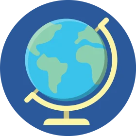 Classic Earth Globe Clipart: Simplified Geographical Representation on Blue Background