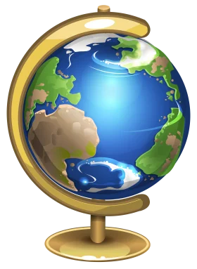 Elegant Golden-Mounted Stylized Earth Globe Clipart Illustration Design