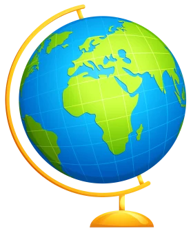 Realistic Classroom Globe Clipart Depicting Earth's Continents and Oceans