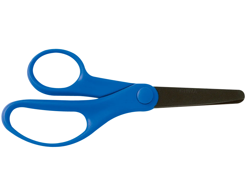Blue and Black Ergonomic School Scissors Clipart Design Element