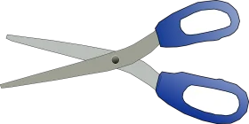 Blue-Handled Stainless Steel Scissors Clipart with Ergonomic Design