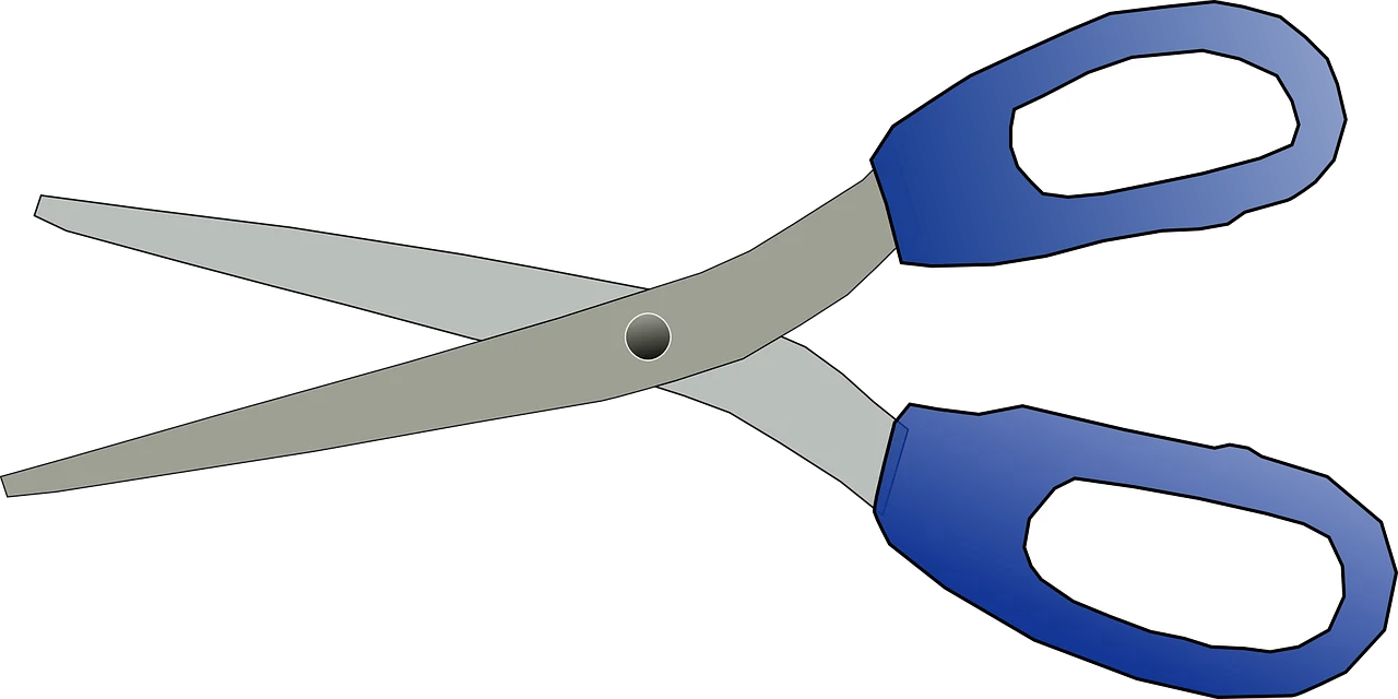 Blue-Handled Stainless Steel Scissors Clipart with Ergonomic Design