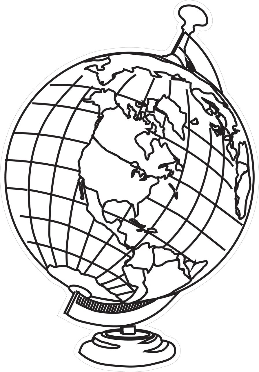 Classic Antique-Style World Globe Clipart Illustration with Geographical Grid Lines