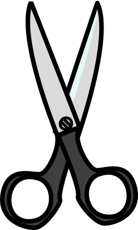 Classic Black and Silver Sharp Scissors Clipart Design for Crafting