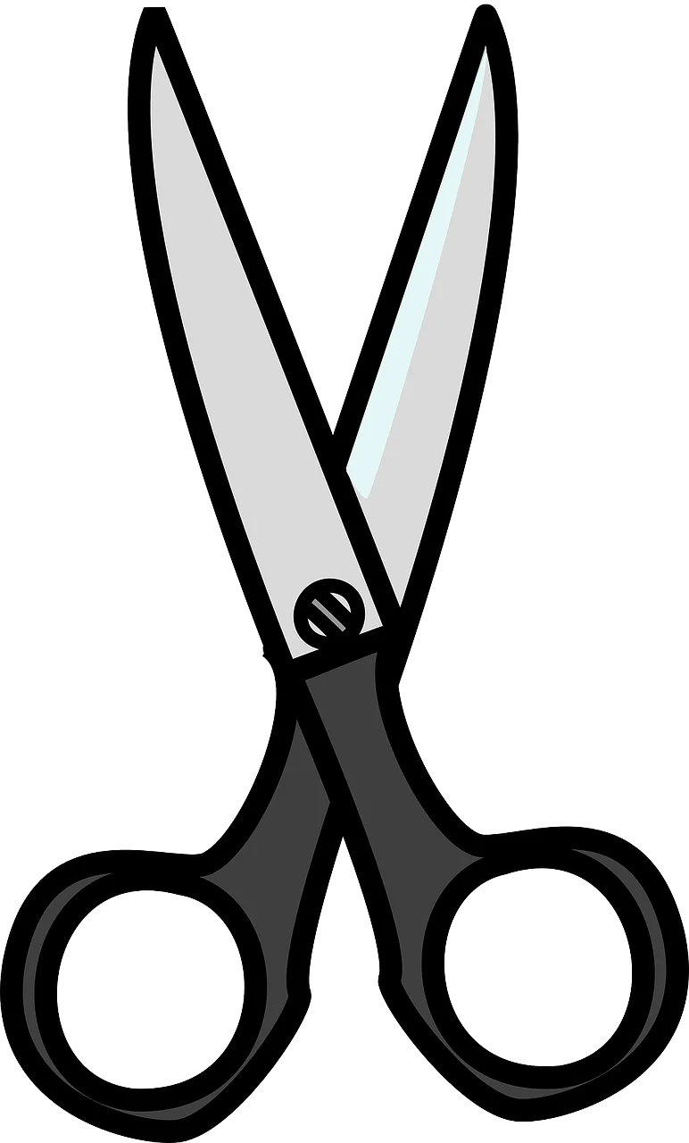 Classic Black and Silver Sharp Scissors Clipart Design for Crafting