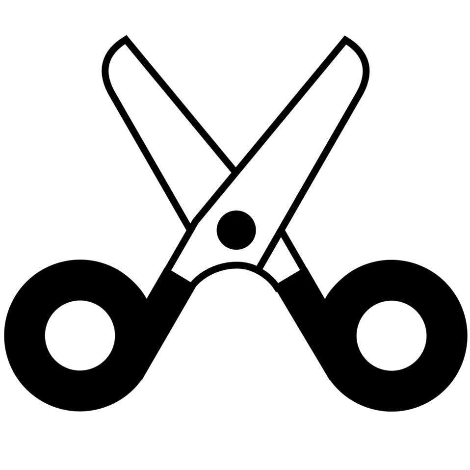 Classic Black and White Scissors Clipart Icon with Simple Geometric Design
