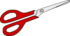 Classic Red-Handled Professional Scissors Clipart Design with Sharp Metallic Blades