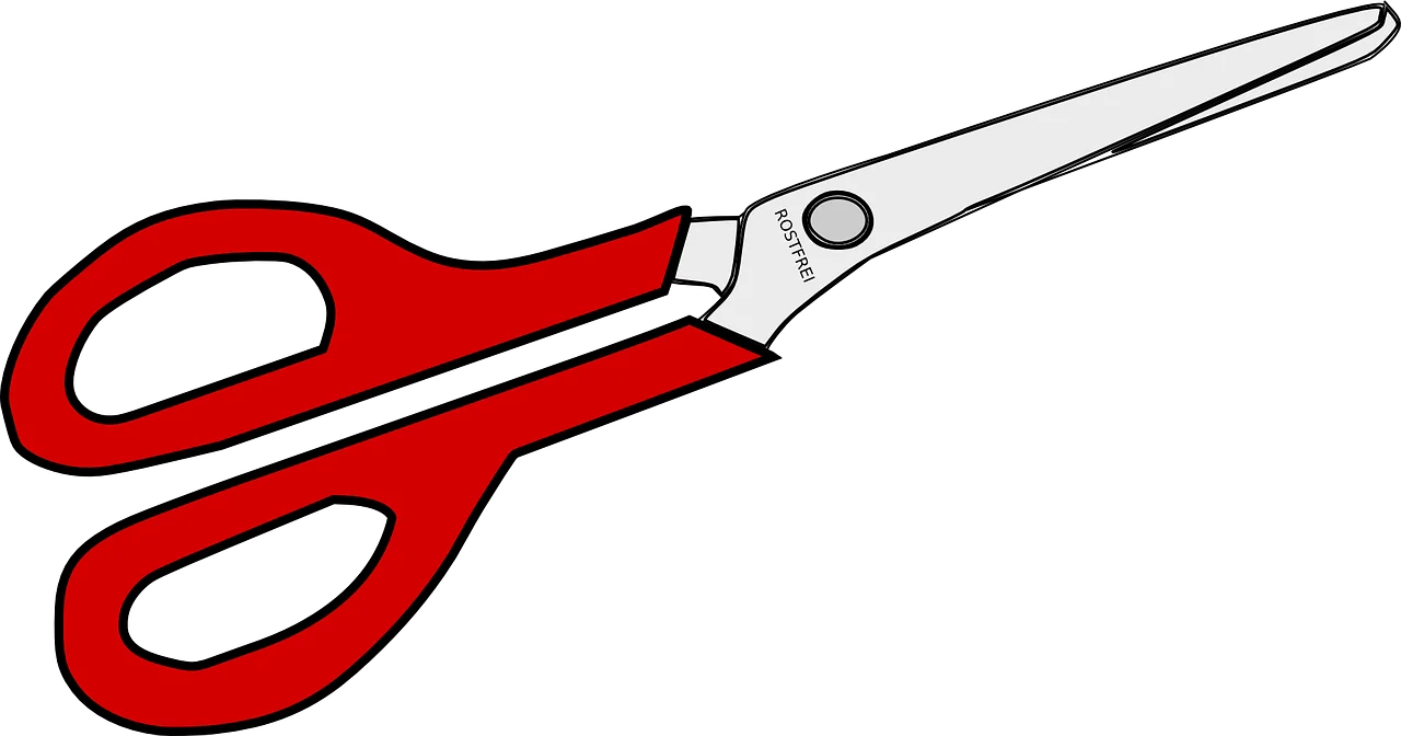 Classic Red-Handled Professional Scissors Clipart Design with Sharp Metallic Blades