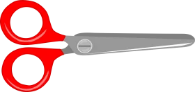 Classic Red-Handled School and Craft Scissors Minimalist Clipart Design