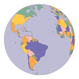 Colorful Political World Globe Clipart Illustration with Geographical Boundaries
