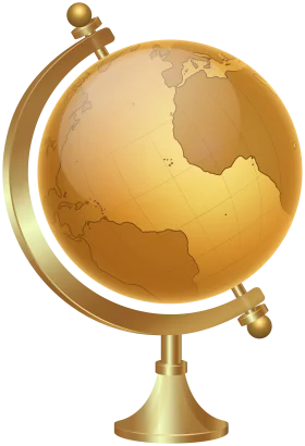Golden Shimmering World Globe Clipart - Elegant Cartographic Representation