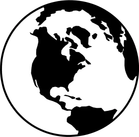 Minimalist Black and White Earth Globe Clipart Design Illustration