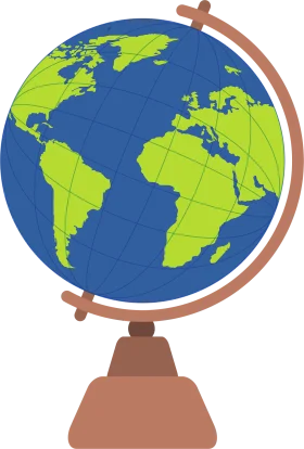 Minimalist Earth Globe Clipart Design with Simplified Continents and Mounting Stand