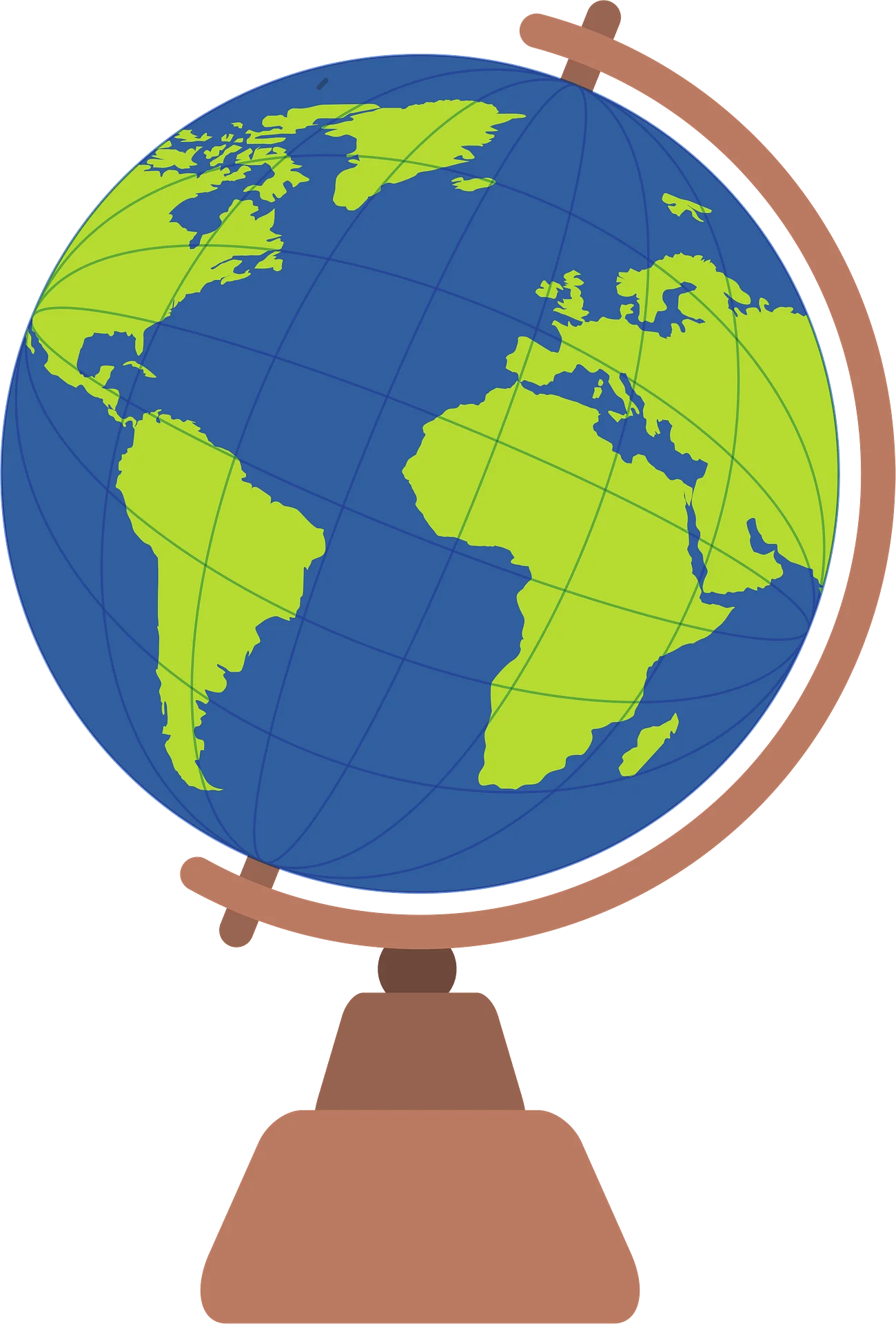 Minimalist Earth Globe Clipart Design with Simplified Continents and Mounting Stand