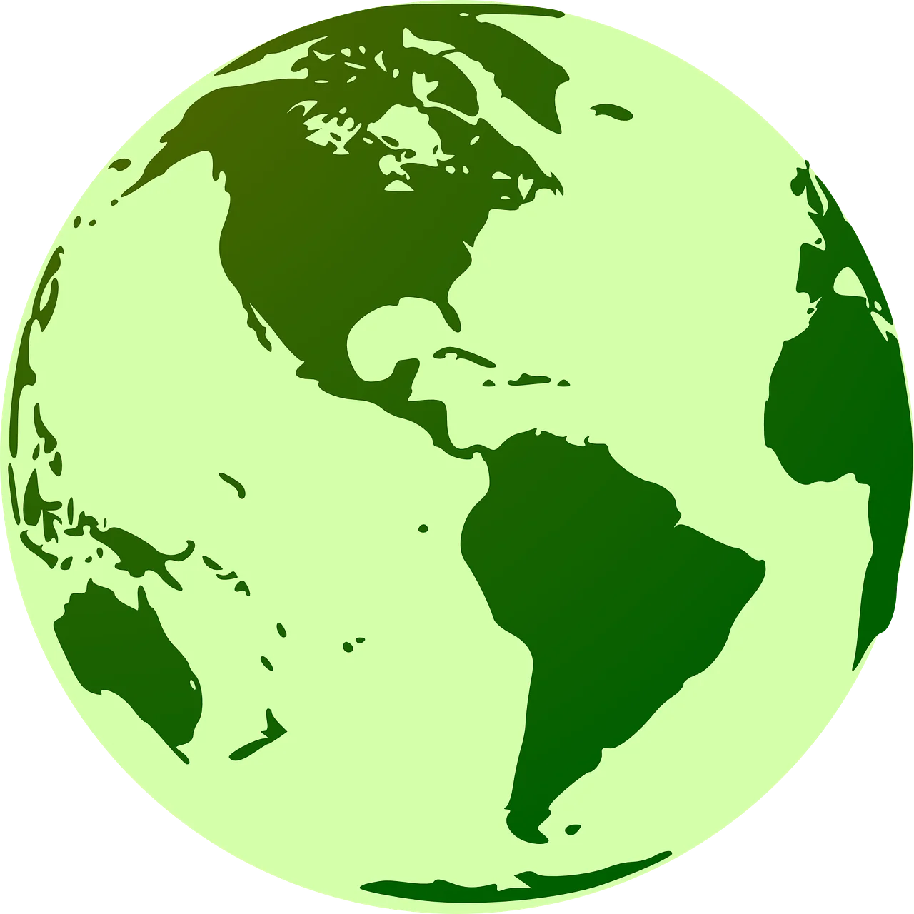 Minimalist Green Earth Clipart Illustration Showcasing Continents and Oceans
