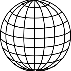 Monochrome Wire-Frame Global Sphere Clipart Representation of Earth