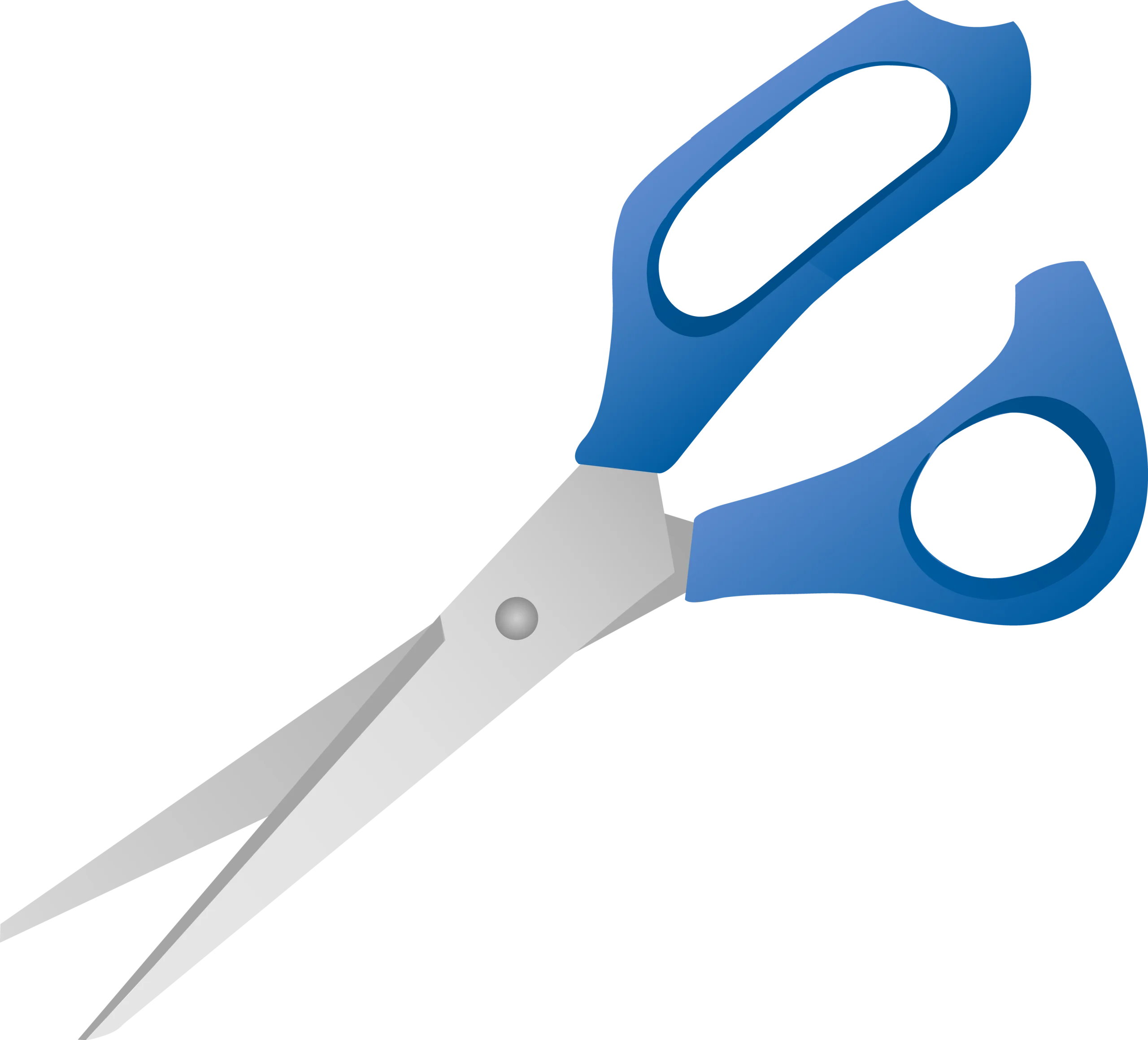 Professional Blue-Handled Stainless Steel Scissors Clipart Design Element