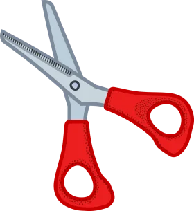 Red-Handled Precision Cutting Tool Clipart - Sharp Scissors Illustration