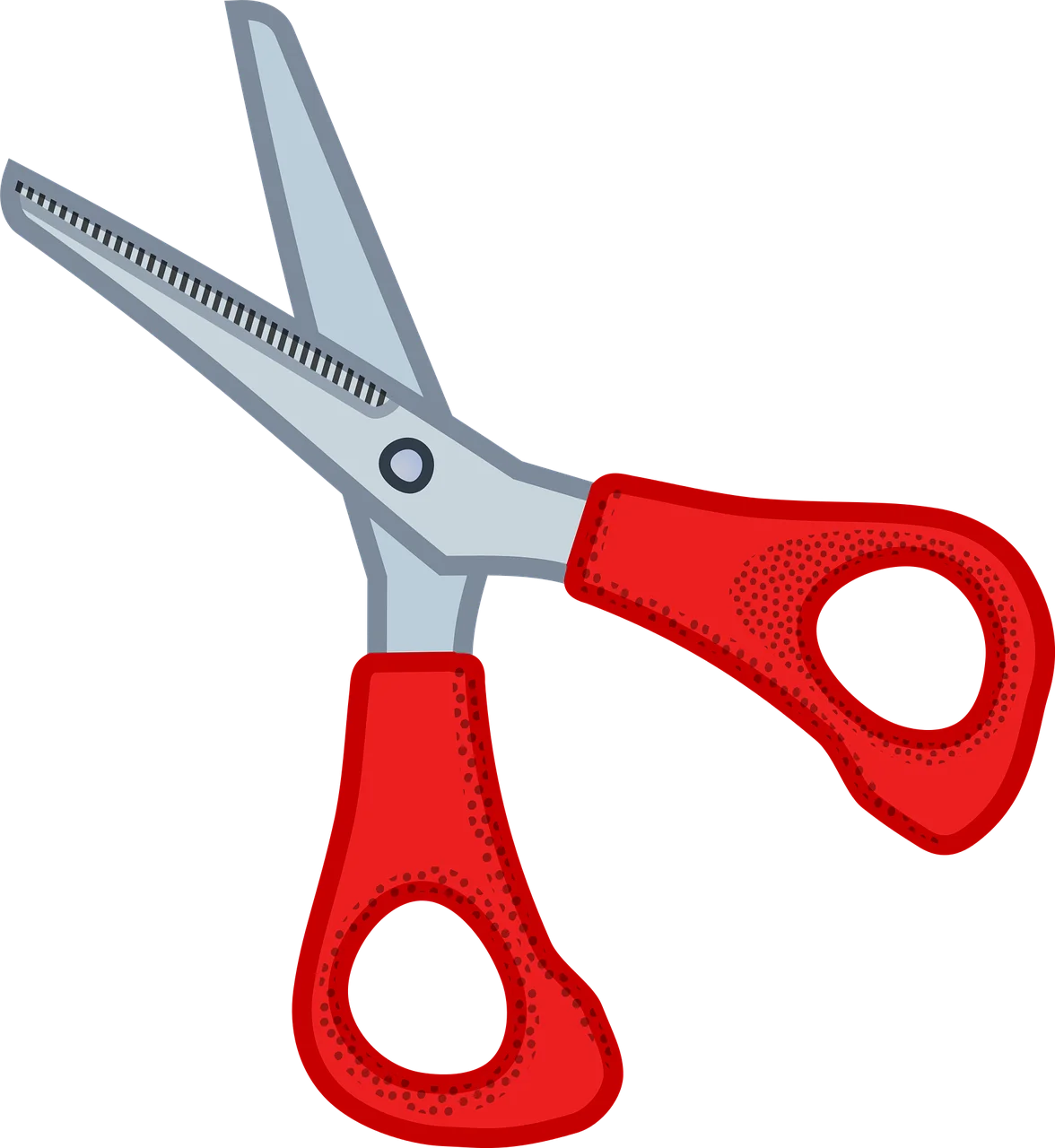 Red-Handled Precision Cutting Tool Clipart - Sharp Scissors Illustration