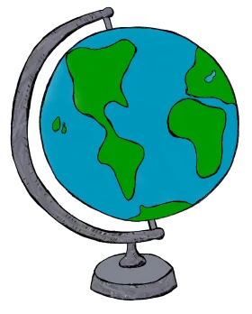 Rotating Earth Globe Clipart Illustration: Detailed Cartographic Representation