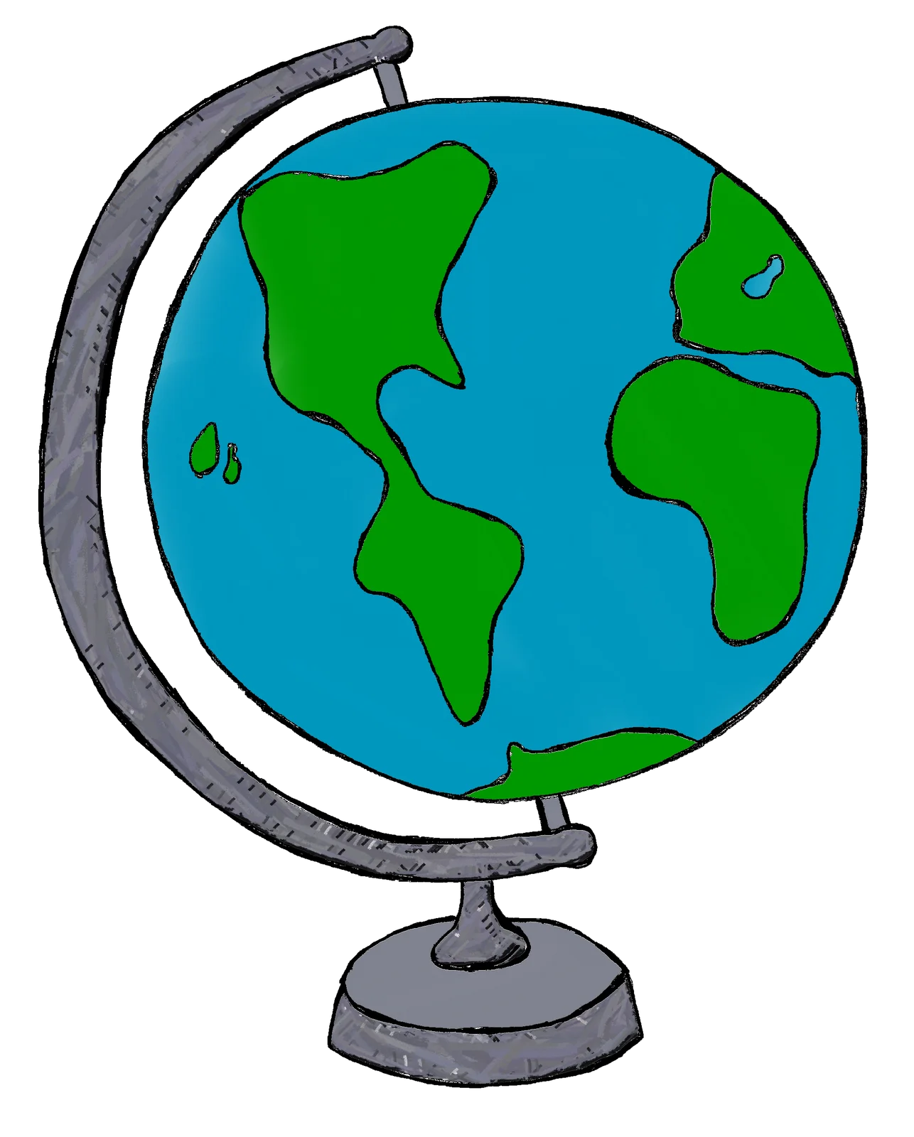 Rotating Earth Globe Clipart Illustration: Detailed Cartographic Representation