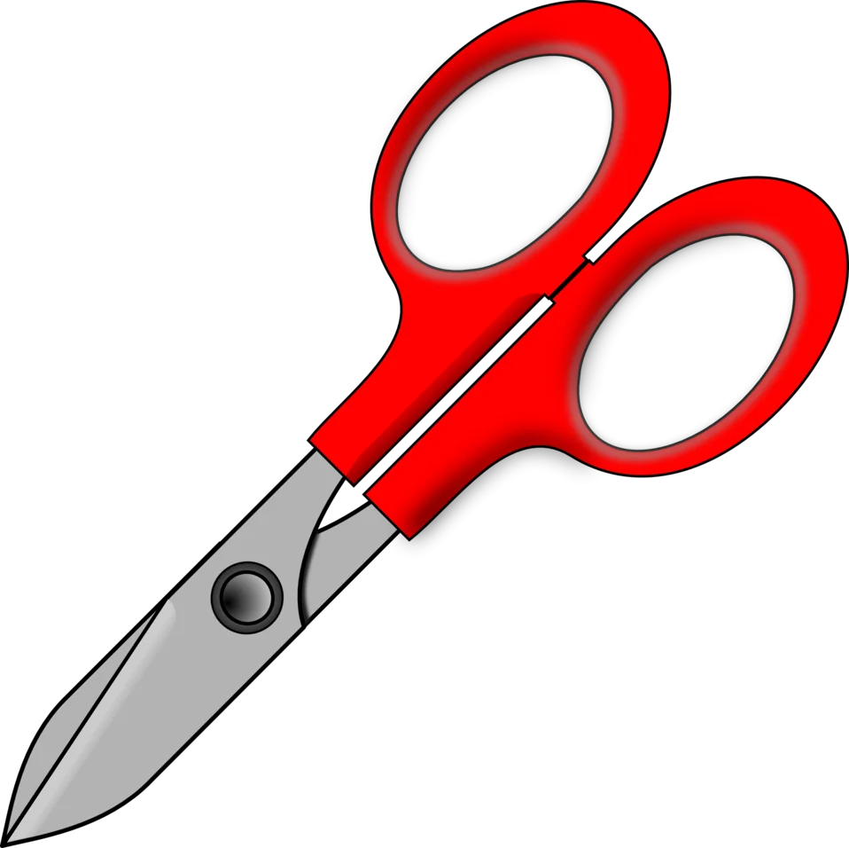 Sharp Red-Handled Stainless Steel Scissors Clipart Design for Crafting Projects