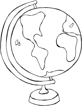 Simple Black and White Geographical Globe Clipart Illustration for Educational Resources