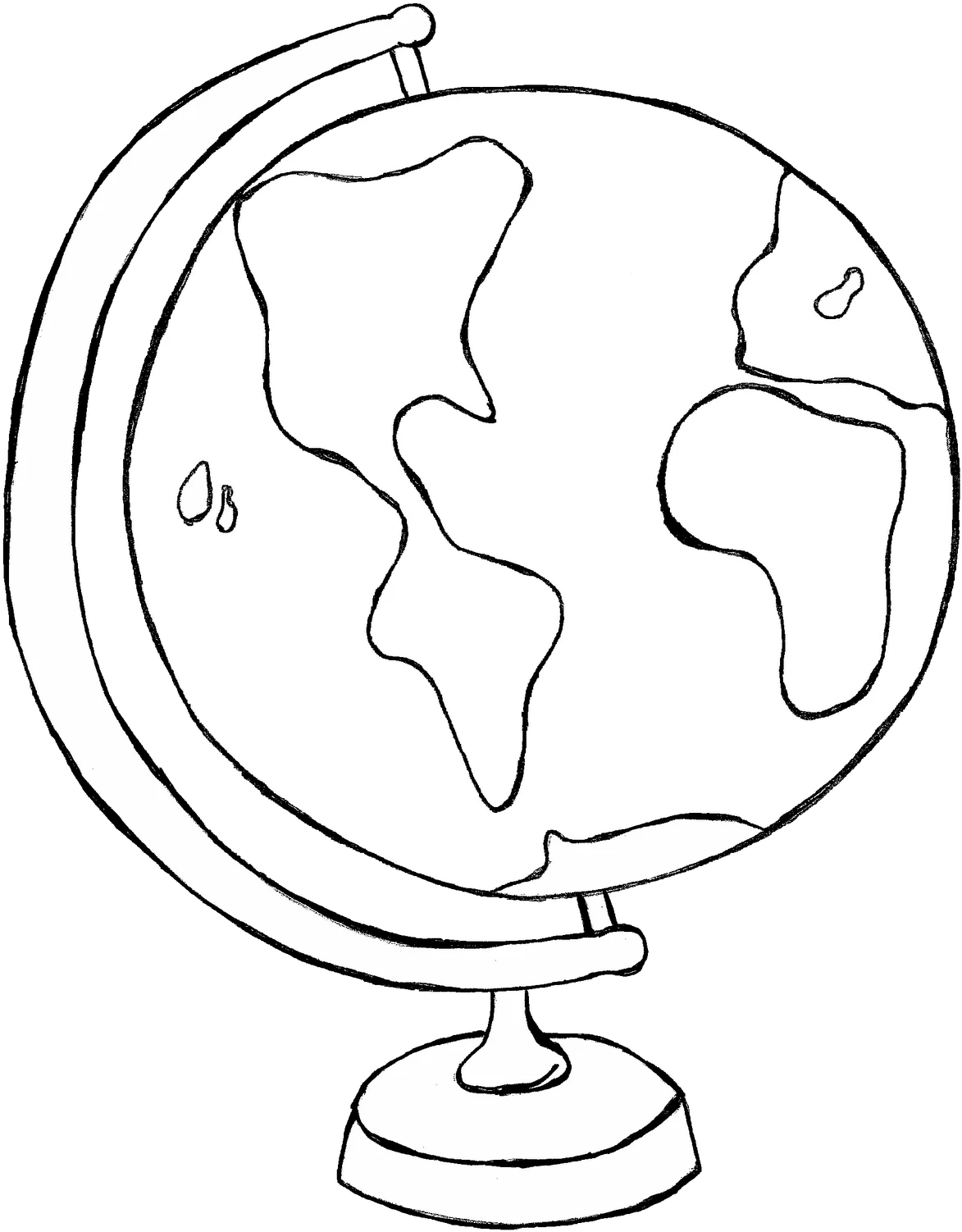Simple Black and White Geographical Globe Clipart Illustration for Educational Resources