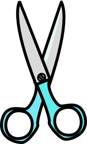 Simple Turquoise and Gray Scissors Clipart Design for Creative Projects