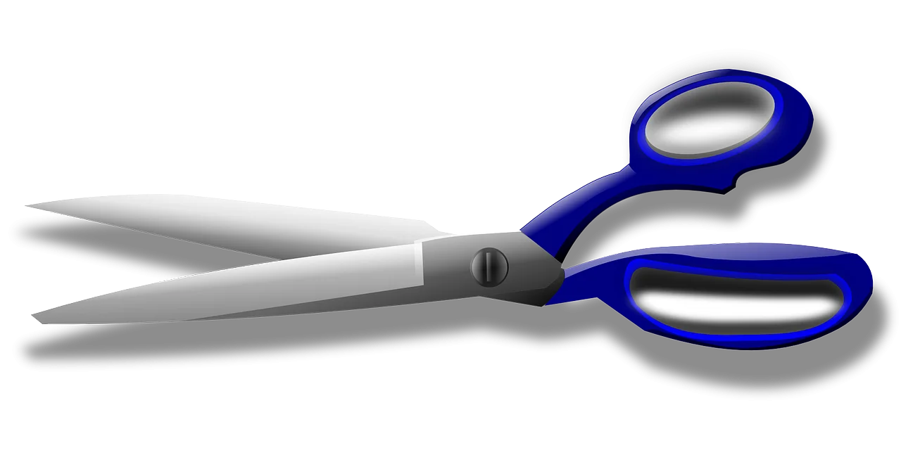 Sleek Blue and Silver Professional Crafting Scissors Clipart Design