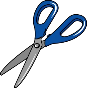Sleek Blue-Handled Professional Scissors Clipart - Sharp Cutting Tool Illustration
