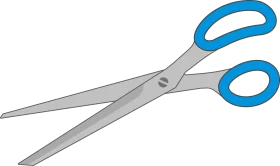 Sleek Blue-Handled Silver Bladed Scissors Clipart Design Element