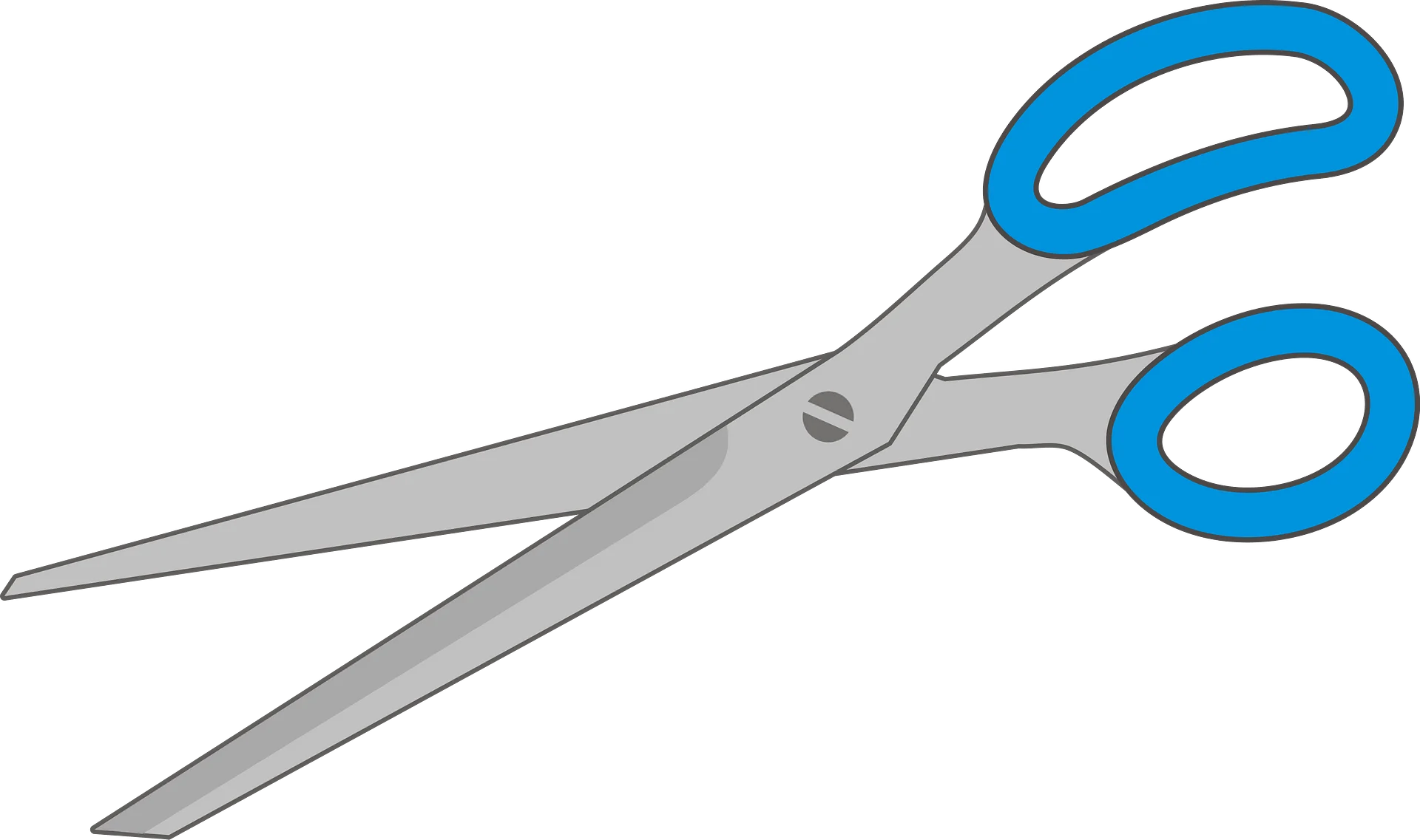 Sleek Blue-Handled Silver Bladed Scissors Clipart Design Element