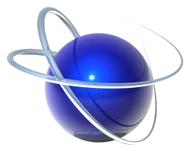 Sleek Blue Spherical Globe Clipart with Orbital Metallic Rings