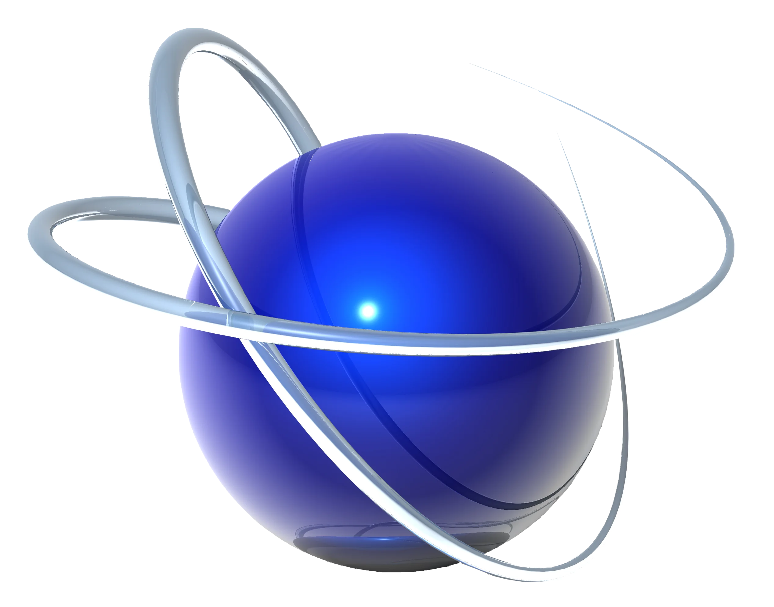 Sleek Blue Spherical Globe Clipart with Orbital Metallic Rings