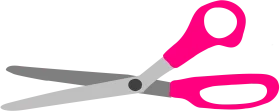 Sleek Pink and Silver Scissors Clipart Design with Sharp Cutting Edge