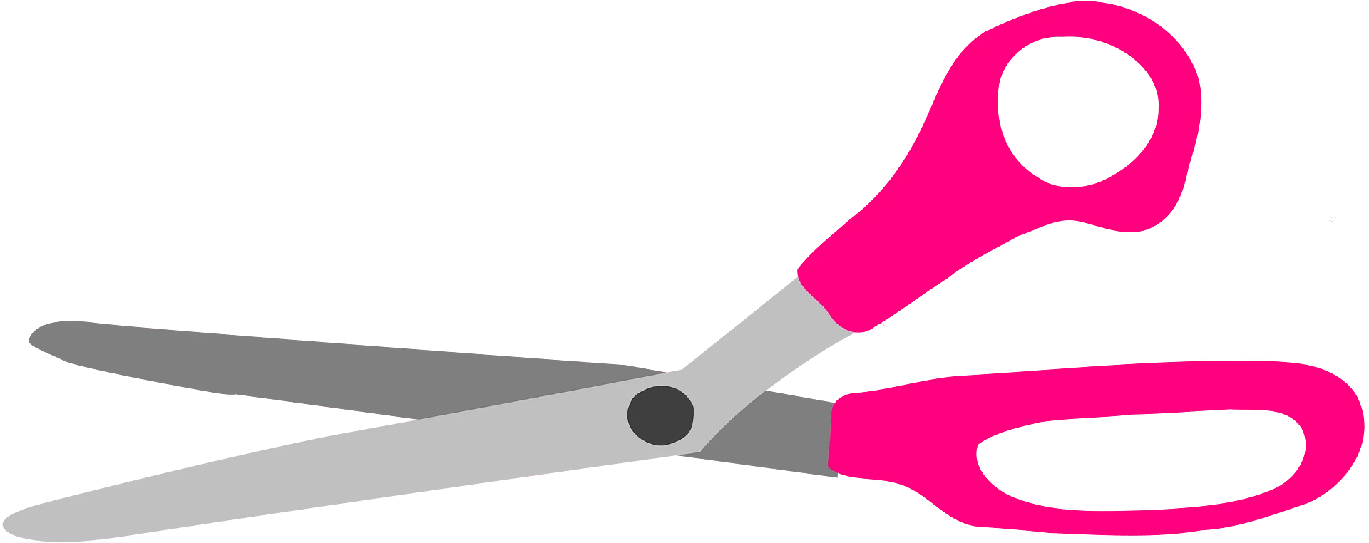 Sleek Pink and Silver Scissors Clipart Design with Sharp Cutting Edge