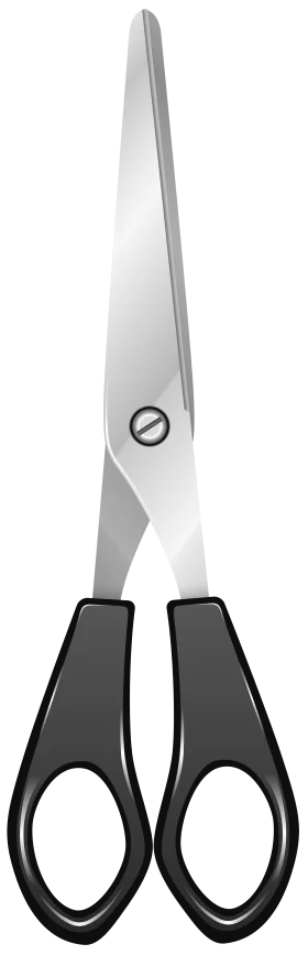 Sleek Professional Sharp-Edged Silver and Black Office Scissors Clipart Design