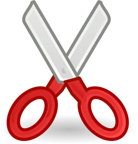 Sleek Red-Handled School and Craft Scissors Clipart Design Element