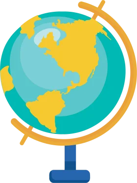 Stylish Educational Geographical Globe Clipart Design with Bright Color Palette