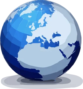 Stylized Blue Earth Globe Clipart Showcasing Continents and Oceans