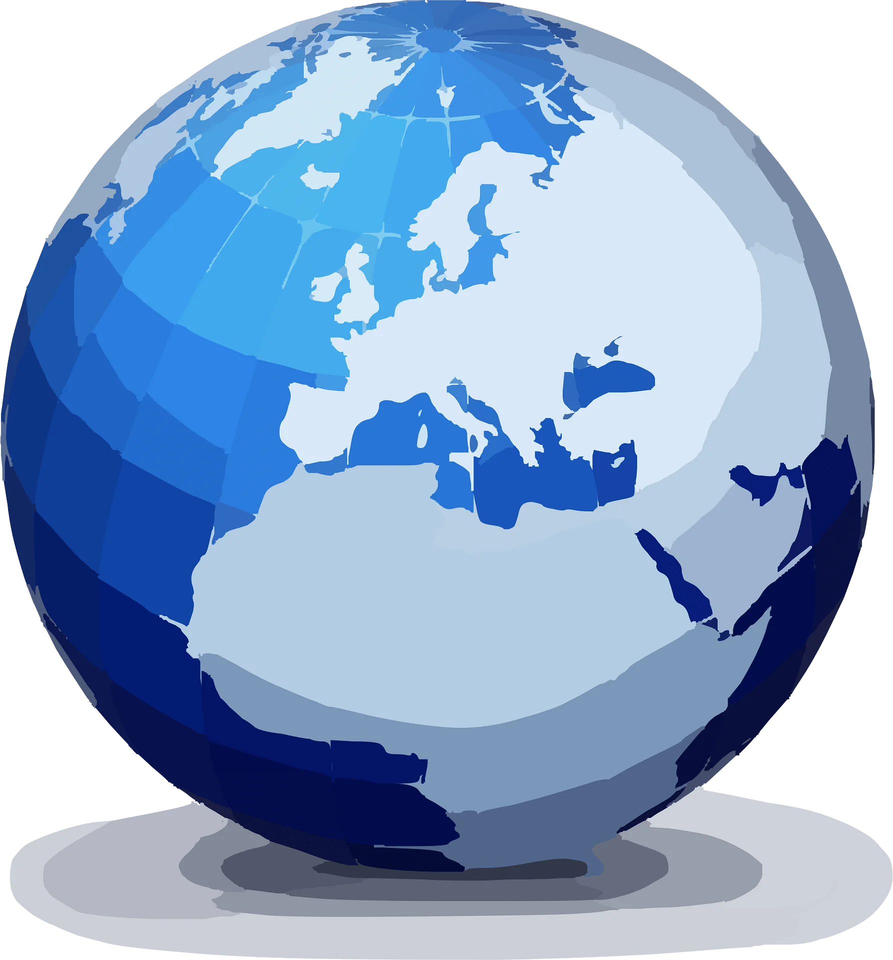 Stylized Blue Earth Globe Clipart Showcasing Continents and Oceans