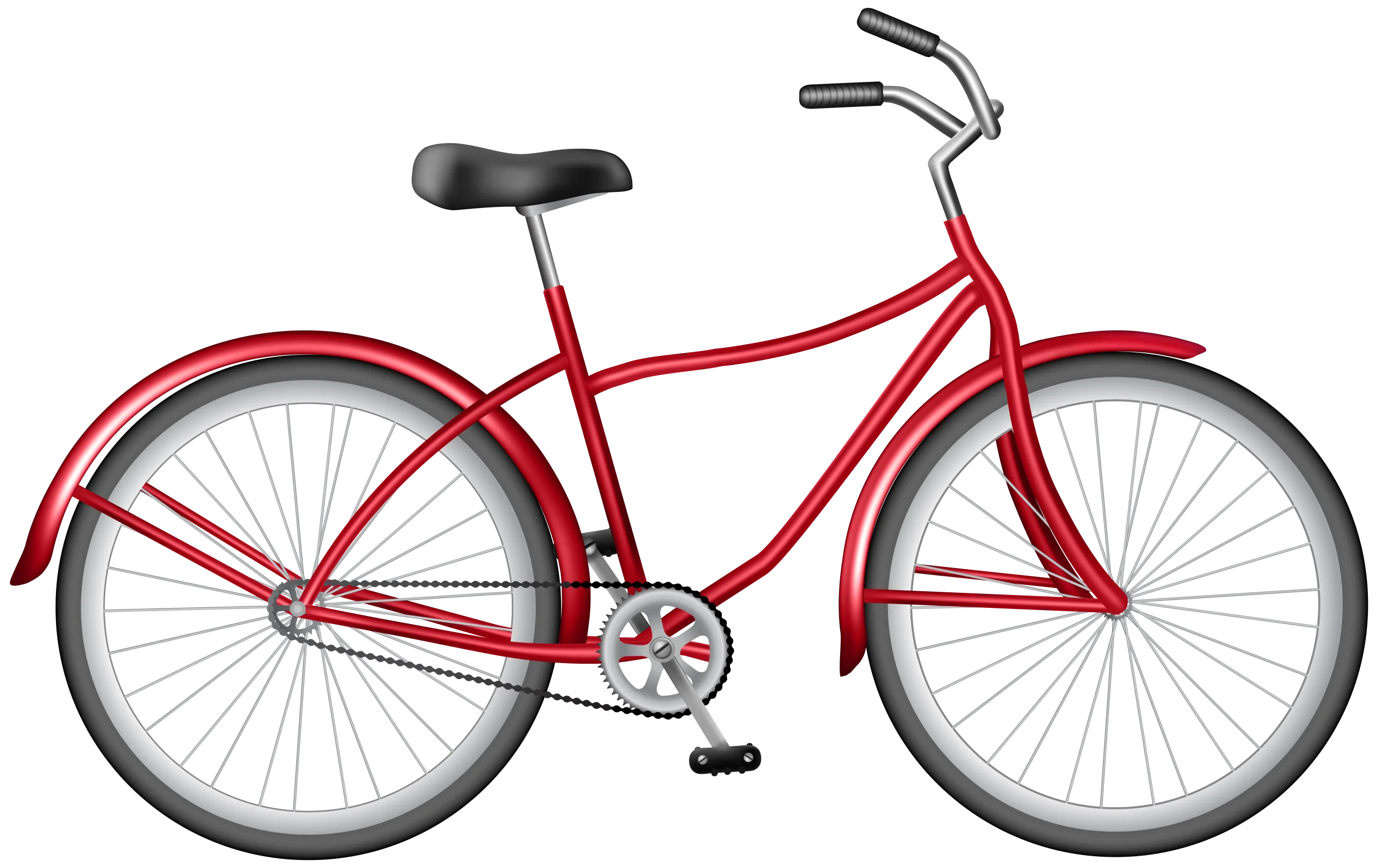 Classic Red Bicycle Clipart Design with Sleek Urban Commuter Profile