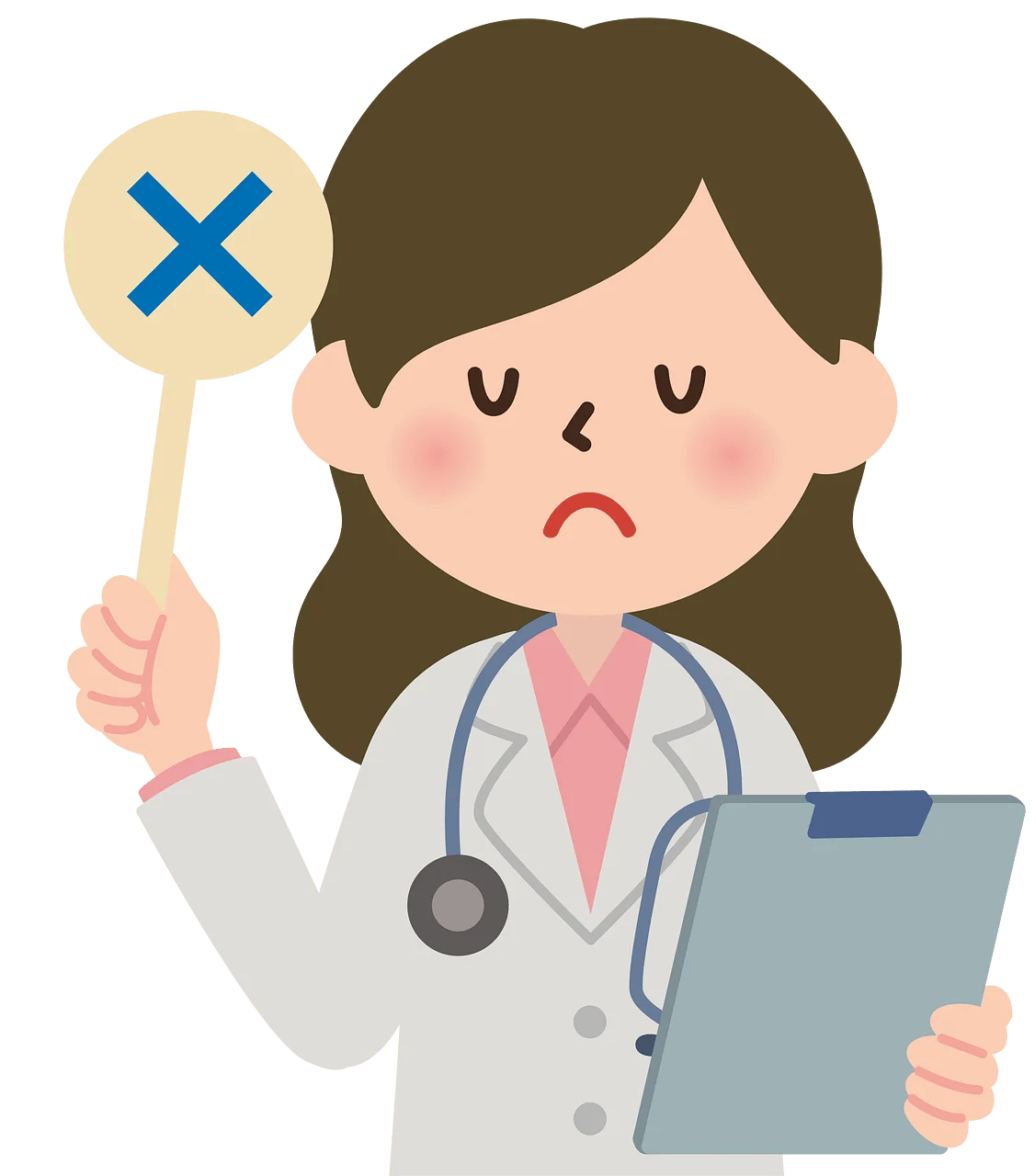 Compassionate Medical Professional Expressing Concern with Denial Clipart Illustration