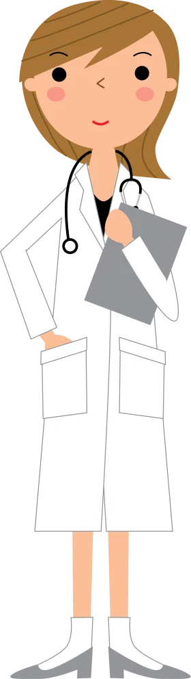 Friendly Female Doctor Clipart with Stethoscope and Clipboard in Soft Cartoon Style