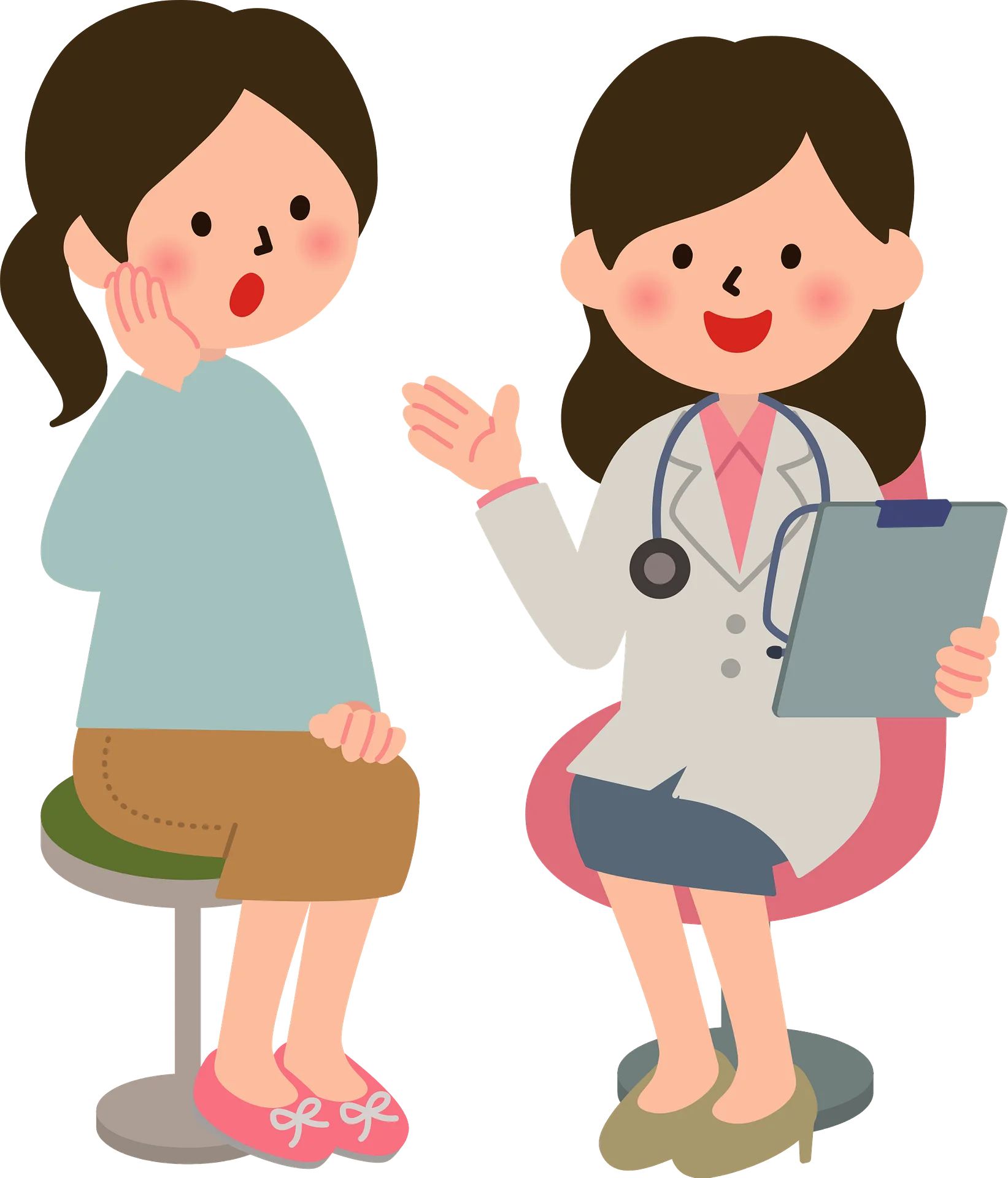 Friendly Medical Consultation Cartoon Clipart Illustration of Patient and Doctor